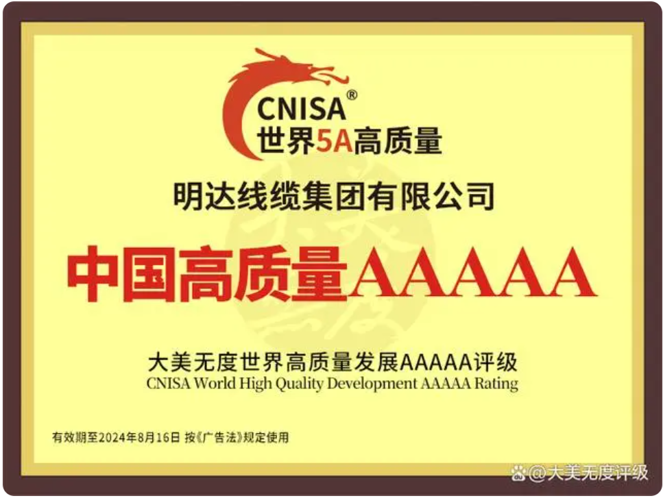 利记线缆被认定为中国高质量生长5A电线电缆立异先锋